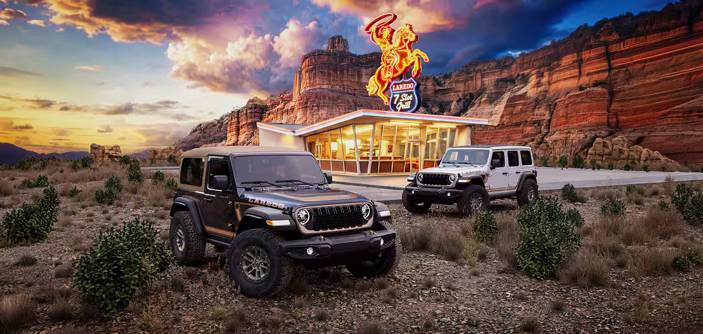 Two 2027 Jeep Wrangler Laredo suvs