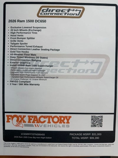 2026 RAM Ram 1500 RAM 1500 BIG HORN CREW CAB 4X4 5'7' BOX