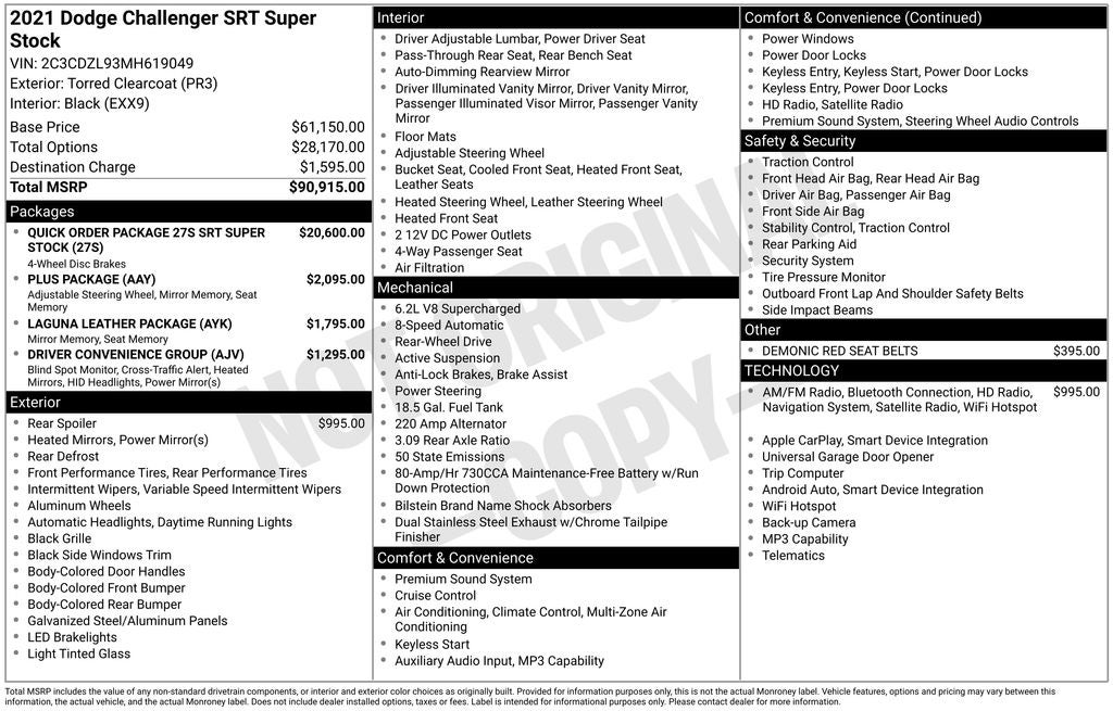 2021 Dodge Challenger SRT Super Stock