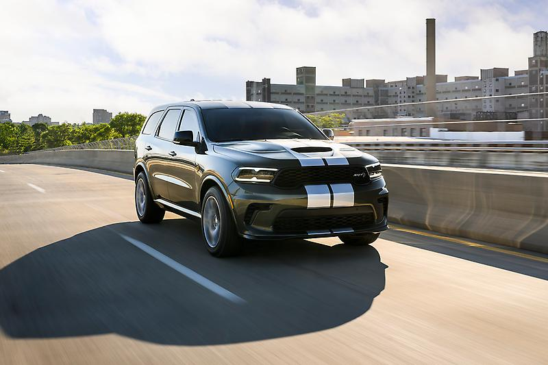 2027 Dodge Durango with two white strips down the middle